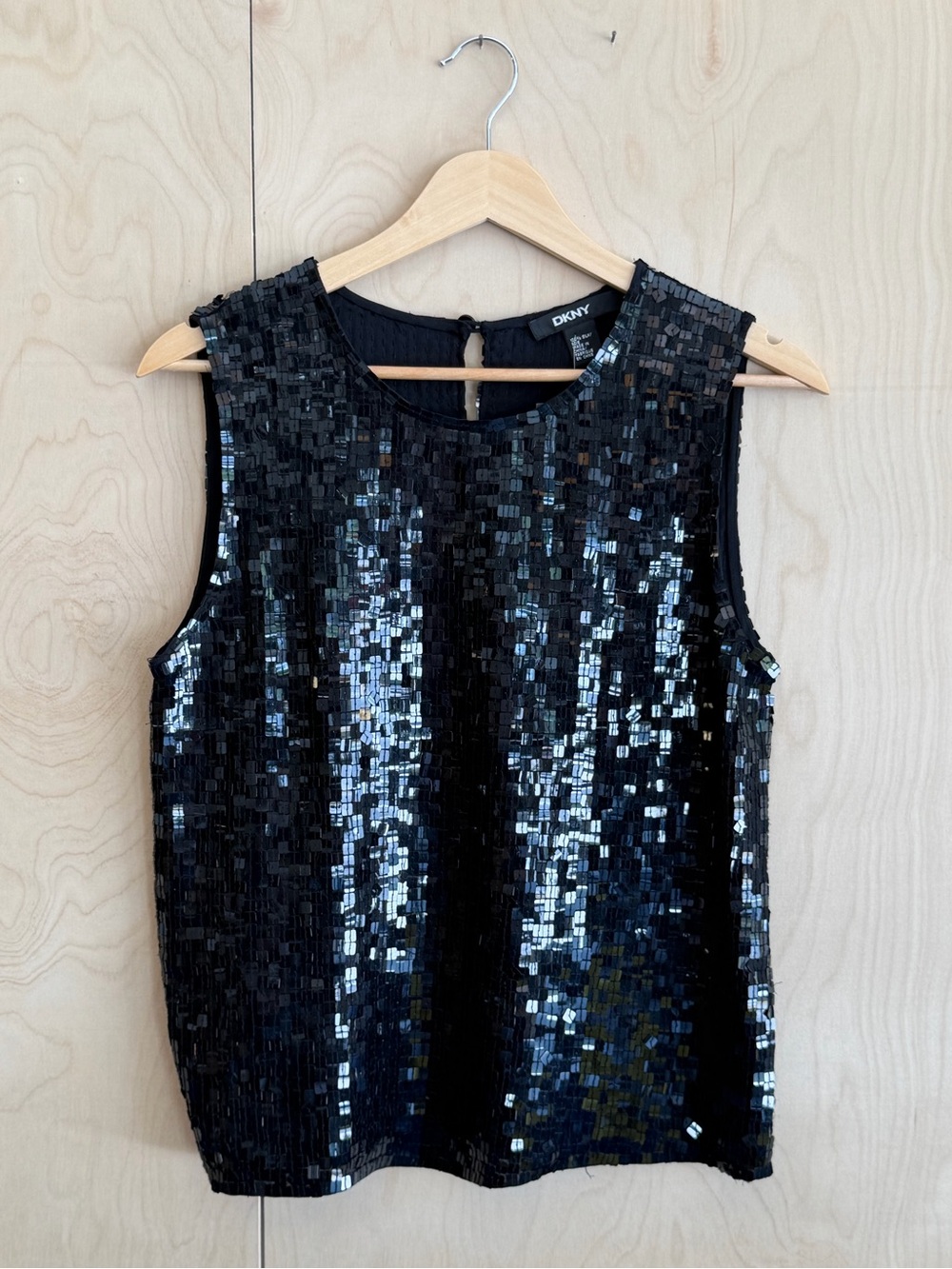 DKNY Black Sequin Sleeveless Top